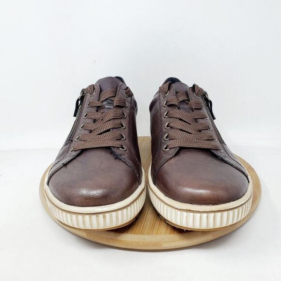 Remonte Shoes Womens 41 Maditta Brown Leather Zip Oxford Comfort Sneaker - Picture 3 of 12